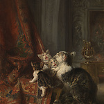 Louis-Eugène Lambert, Interieur met katten, derde kwart 19de eeuw