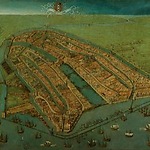 Cornelis Anthonisz, Bird's-Eye View of Amsterdam, 1538, detail of the Chapel of the Heilige Stede