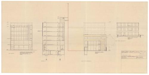 Ontwerp van Mart Stam voor uitbreiding van Museum Willet-Holthuysen aan de Amstelstraat,  Het Nieuwe Instituut, ca. 1960