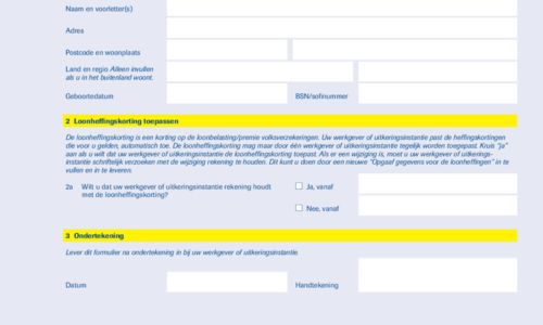 Loonbelasting - Loonheffingsformulier — Hart Amsterdammuseum