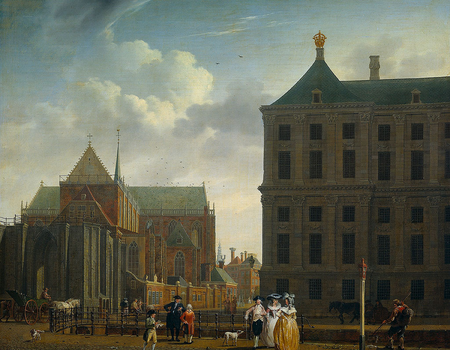Isaac Ouwater, de Nieuwe Kerk met achterkant van het Stadhuis, 1780-1790