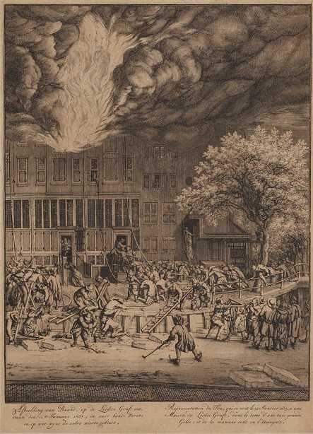 Jan van der Heyden, Blussing van brand op de Leidsegracht (12 jan. 1684), Amsterdam Museum