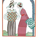 Modeprent ON NOUS REGARDE! Manchons nouveaux pour l’été, uit het modetijdschrift Gazette du Bon Ton, 9 juli 1913, No 9, Pl. I