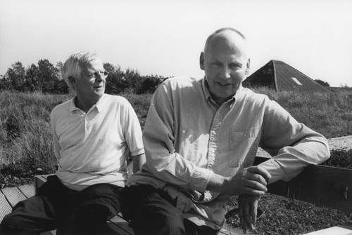 Geert van Beijeren en Adriaan van Ravesteijn in Slootdorp, 24 augustus 1997. Foto Martijn van Nieuwenhuyzen