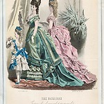 'The Fashions', modeprent uit 'The Englishwoman's Domestic Magazine', januari 1875.