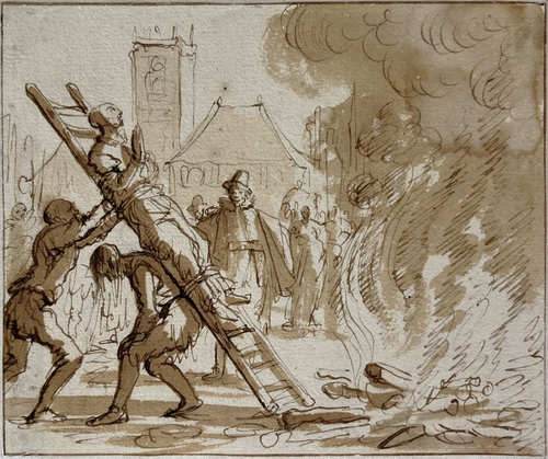 De terechtstelling van Anneken Heyndriks, op de Dam in Amsterdam in 1571, obj.nr 7237.1