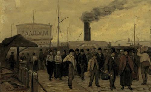 Philip Sadée, Aankomst van het stoomveer uit Zaandam, ca. 1890 (detail)