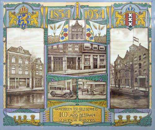 Heystee's Tegelhandel N.V., Tegeltableau ‘100-jarig bestaan Funke’s Roggebroodfabriek’, 1934