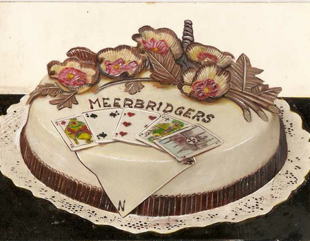 Een taart voor de Meerbridgers, in 1963 gemaakt door mijn schoonvader Antoon Haen. Zijn laatste pronkstuk. Voor welke gelegenheid deze taart is gemaakt is niet bekend.