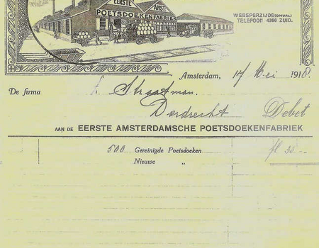 Rekening 17-5-1918 -  Eerste Amsterdamsche Poetsdoekenfabriek - Omval.