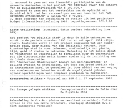 Agenda van de vergadering B&W van 5 oktober 1993