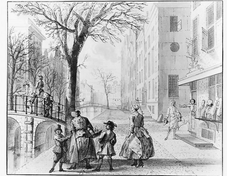 April - Straattafereel met aprilgrappen , 1742 Cornelis Troost (1696-10-08 - 1750-03-07)