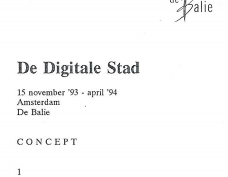 GEVONDEN: Concept voor De Digitale Stad uit 1993