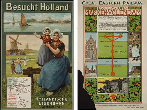 Toeristische affiches bedoeld voor de Duitse en Britse markt. Collectie Spoorwegmuseum.