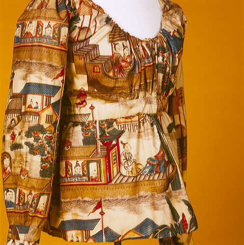 Detail van het jak, bedrukt katoen, 1780-1800.