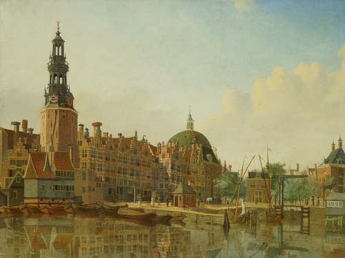 Jan de Beijer, De Haringpakkerstoren gezien naar de Haarlemmersluis, ca. 1770