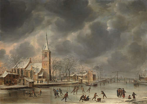 Jan Beerstraaten, Wintergezicht Ouderkerk aan de Amstel, 1659