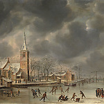 Jan Beerstraaten, Wintergezicht Ouderkerk aan de Amstel, 1659