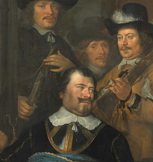 Govert Flinck, Schutters van de compagnie van kapitein Joan Huydecoper en luitenant Frans van Waveren, 1648 (detail)