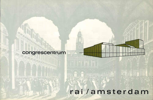 Voorkant van de brochure Congrescentrum RAI/Amsterdam, t.g.v. de opening van het RAI Congrescentrum, Uitgave: RAI Amsterdam, 1965. Ontwerp brochure: Bob Krone