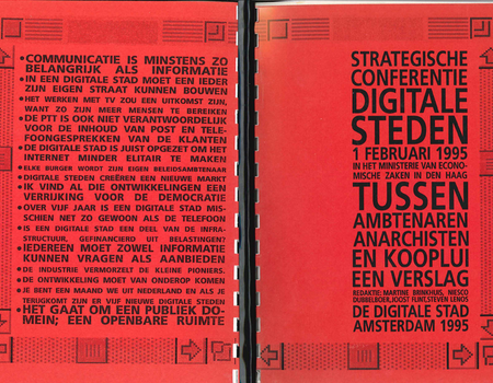 Cover van 'Strategische Conferentie Digitale Steden. Tussen ambtenaren, anarchisten en kooplui, een verslag. '