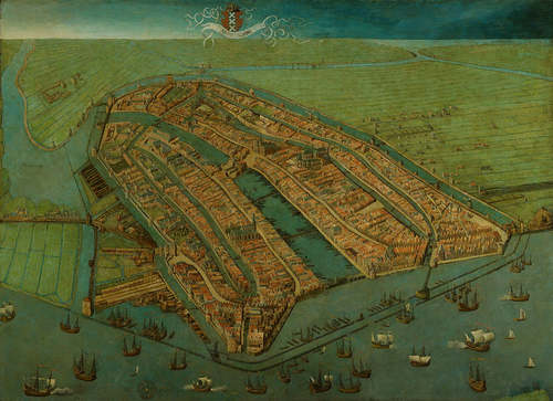 Gezicht op Amsterdam in vogelvlucht, 1538