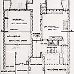 Afb. 4. plattegrond Dienst der Publieke Werken,1953, bestaande situatie, fijne arcering; te slopen werken - documenteerde de situatie vóór een belangrijke verbouwing