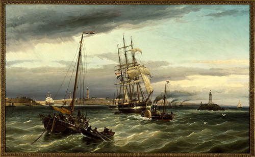 Cornelis Christiaan Dommersen, IJmuiden gezien van het einde der Noordpier, 1878