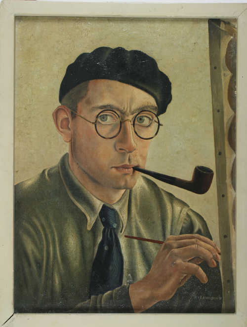 Zelfportret Harry van Kruiningen, ca. 1934. Werk in privébezit