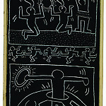 Keith Haring. Zonder titel (Metrotekening), krijt op papier, 220 x 114 cm, 1983 © Keith Haring Foundation. Collectie Udo en Anette Brandhorst