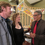 Quik (right) with Floor Wesseling (left), one of the designers of Graffiti and guest curator Aileen in restaurant ArtDeli. Photo Annemarie de Wildt