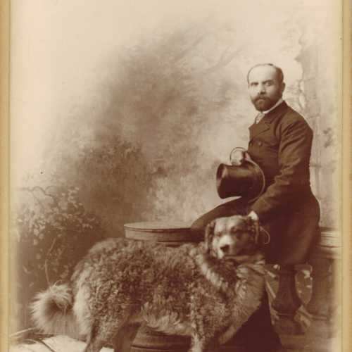 Onbekend, Johann Friedrich Henkenhaf met zijn hond 1886