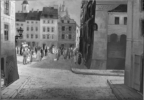 Adam Malicki, Het oude marktplein in Warschau, 1937 (glasnegatief)