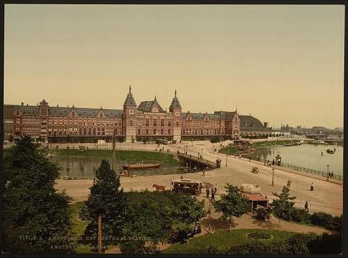 Onbekend, Centraal Station Amsterdam rond 1900, Library of Congress