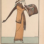 Modeprent AU REVOIR! Costume Tailleur pour le promenade, uit het modetijdschrift Gazette du Bon Ton, 1 oktober 1912, No 1, Pl. 5