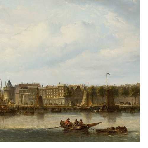 Gezicht op Amsterdam vanaf het IJ, 1829-1852, N.M. Wijdoogen, Collectie Amsterdam Museum