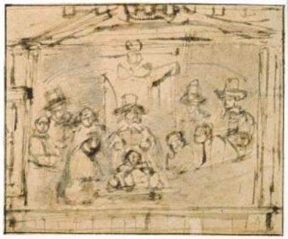 Rembrandt. De anatomische les van dr. Jan Deijman, 1656. Tekening. Collectie Amsterdam Museum [TA 7395]
