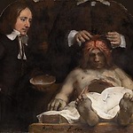 Rembrandt, Anatomische les van Dr. Deijman, 1656, olie op doek, fragment. Collectie Amsterdam Museum SA 7394