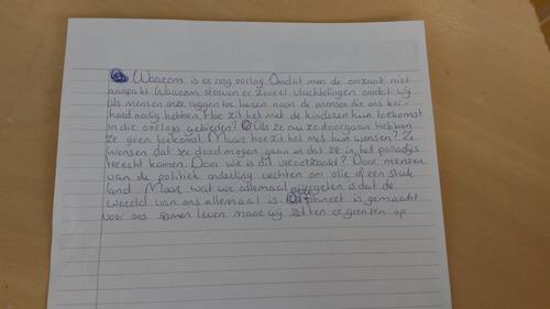 Een tekst geschreven door een leerling van het Bredero Beroepscollege tijdens de workshop