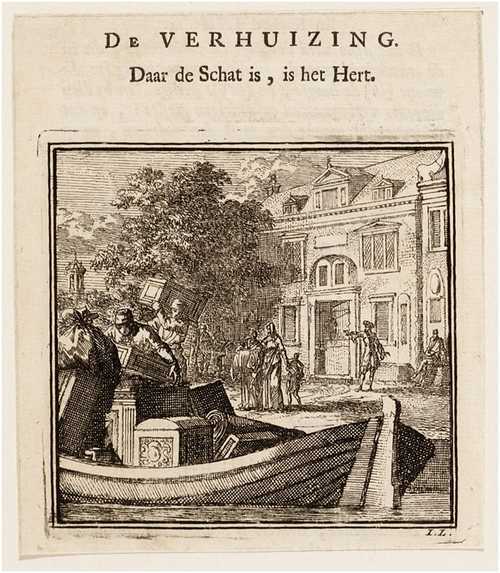 Jan Luyken, De verhuizing, 1711. Collectie Amsterdam Museum, A 19066