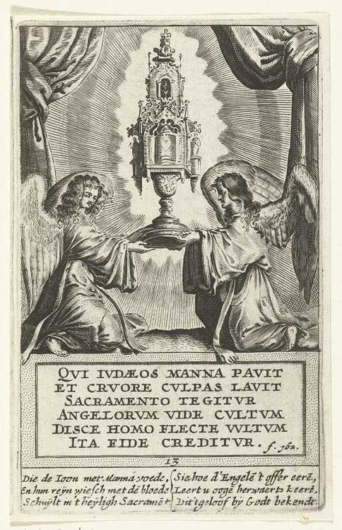 Twee engelen met de monstrans met het heilig Sacrament, Boëtius Adamsz. Bolswert, 1590 – 1633, Collectie Rijksmuseum