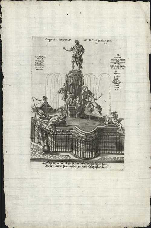 Simon Grimm, Augustus Augustae, et Decus fontis sui, gravure, 1660-1680. Collectie Amsterdam Museum, A 59046 