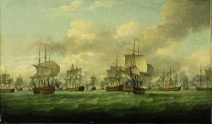 Richard Paton, De slag bij de Doggersbank (5 augustus 1781), 1781 – 1791, olieverf op doek. Collectie Amsterdam Museum. SA 22832