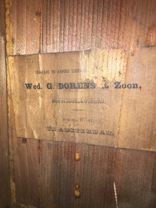 Etiket van de lijstenmaker Wed. G. Dorens & Zoon.