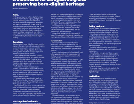 'FREEZE! A manifesto for safeguarding and preserving born-digital heritage' 