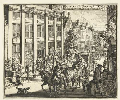 Romeyn de Hooghe, Huis van David de Pinto aan de Sint Antoniesbreestraat te Amsterdam, 1678 - 1694. Bron: Rijksmuseum  