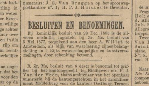 Algemeen Handelsblad 8 januari 1886, A. Willet