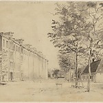 W. Hekking jr, Het Smalle Pad met links de woningen van de VAK, ca. 1857 Stadsarchief 010097001864