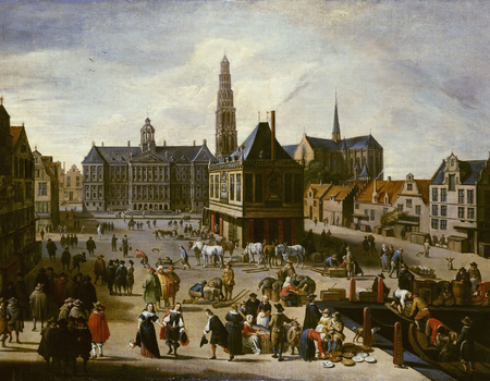 De Dam met de onvoltooide toren, kopie naar Jacob van der Ulft, 1653, collectie AM, inv.nr. SA 9722