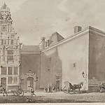 Keukenafdeling, Burgerweeshuis vanuit Sint Luciënsteeg bezien, Jan de Beijer, 1770, Collectie Stadsarchief Amsterdam